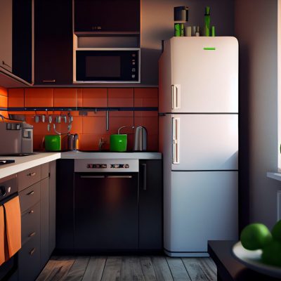 Modern kitchen design with stainless steel appliances ,generative artificial intelligence
